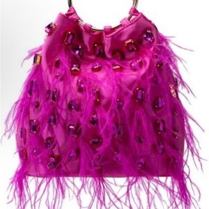 PHILIPPA EMBELLISHED SATIN BAG IN PINK IN PINK